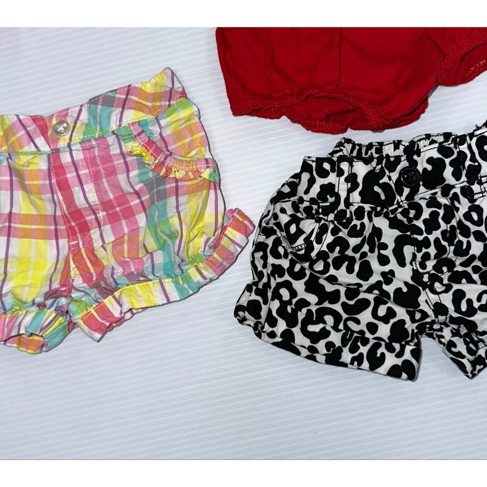 Lot of 9 baby girl bottoms bundle shorts pant bloomer size 12 months